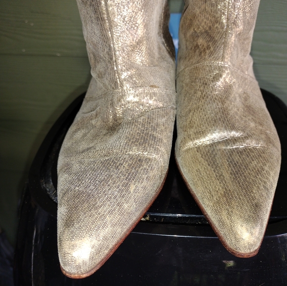 SNAKESKIN LOOK LEATHER BOOTS BY LILY HOLT - Picture 1 of 5